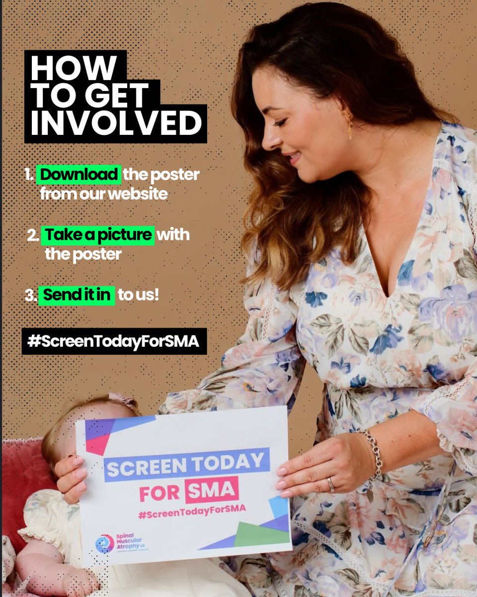 SMA_UK_'s tweet photo. A huge thank you to everyone who has sent in their pictures so far! 🤩  Here's how YOU can join in with our #SMAAwarenessMonth campaign!

📥 Download the poster from our website
📸 Snap a photo of you holding it
📣 Share it and tag us!

 #ScreenTodayForSMA https://t.co/hF9axTg33a