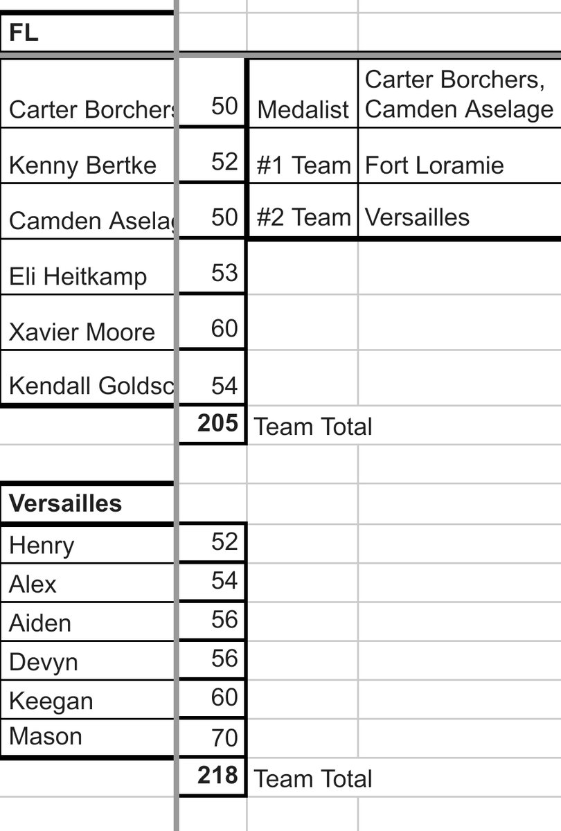 JV Boys golf played bright and early this morning, beating Versailles!
Carter and Camden co-medalist today!