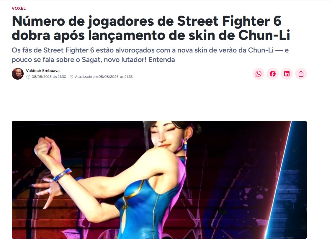 Impressionante o quanto a mídia e ignorante, não se aprofundam em nada! Obvio que alguns players visitam o jogo por causa disso, mas o aumento expressivo de jogadores da-se devido ao lançamento do Sagat, o aumento de jogadores e comum (e temporário) sempre que um boneco e lançado