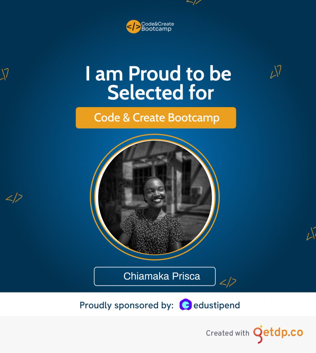 chiamakaprisc18's tweet image. I'm Excited 🥳🥳💃 to be a part of this bootcamp
Thank you @codecreatehq for this opportunity.
It's a new season 💥💥
#TechforGood
#DigitalSkills
#CodeandcreateBootcamp