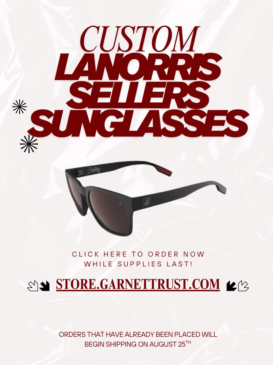 😎 Level up your style game with LaNorris Sellers’ one-of-a-kind Sunglasses. Limited Inventory, Order now!! 

Order here: store.garnettrust.com/products/limit…
