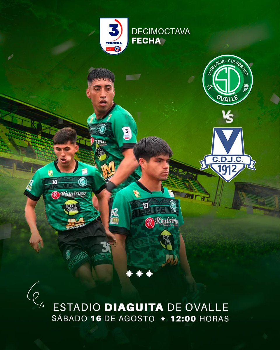 𝐏𝐀𝐑𝐓𝐈𝐃𝐎 𝐃𝐄 𝐋𝐀 𝐒𝐄𝐌𝐀𝐍𝐀❗️

🆚️ Julio Covarrubias  
⏰️ Sáb 16 de agosto - 12:00 hrs
🏟 Estadio Diaguita 

¡Dale Social! 💚

#Ovalle #CSDOvalle #ElEquipoDeLaGente 🇳🇬