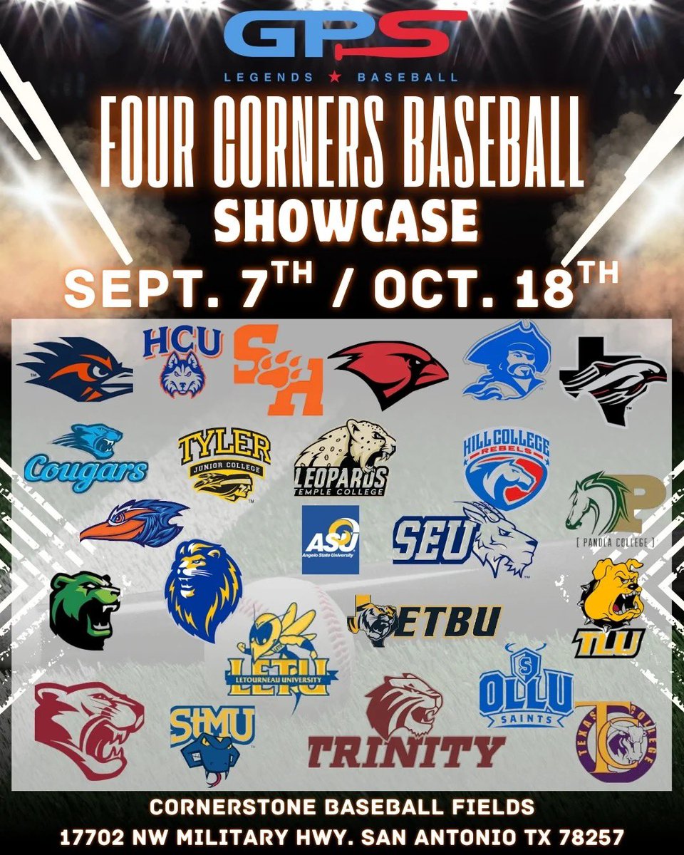 TXTwelveCapCity's tweet photo. We’re excited to team up with 3 like-minded organizations this fall for Two Dates, Four Corners College Coach Showcases! 🔥 A great chance to maximize exposure for our upperclassmen as they chase their college baseball dreams. ⚾️ @Houston_Heat @LightsOutBaseb1 @TpuBaseball https://t.co/89x3gIC3dU