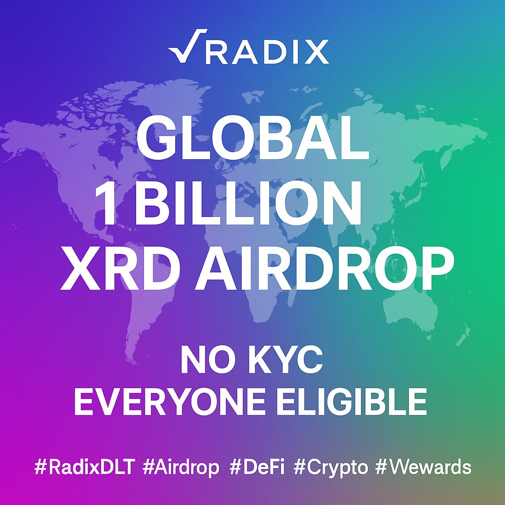 Want free crypto?

Radix is giving away 1 BILLION $XRD 🎁
This is a real airdrop campaign to bring new people into the Radix ecosystem 🚀

What is Radix?
✅ Built only for #DeFi
✅ No bridge hacks
✅ Dev UX that feels like Web2
✅ Wallet that beginners actually love 

How to