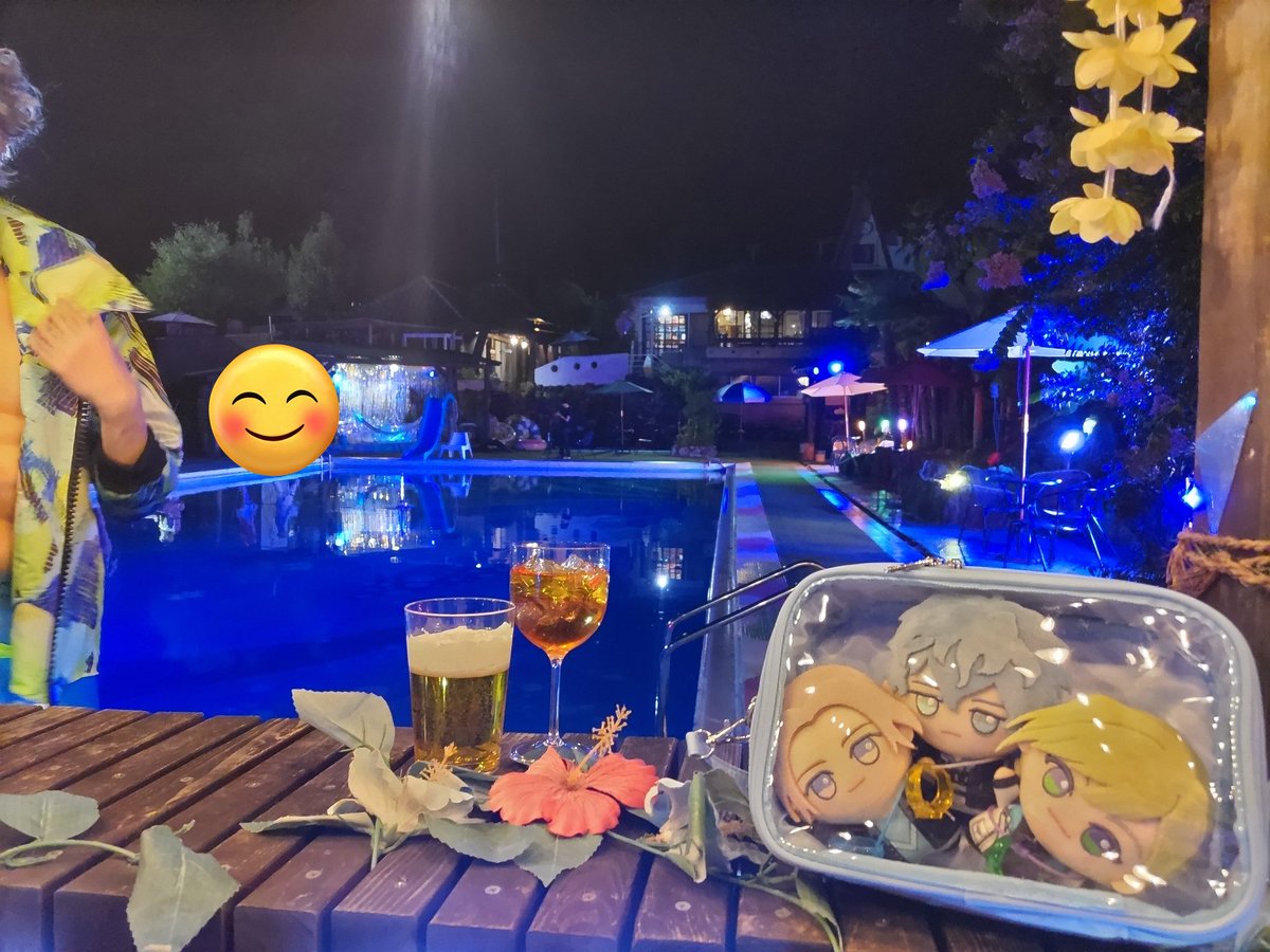 今日はナイトプールでドカメンのルーイと静流してきました〜！
推しとあわせ最高でした✨
筋肉スーツ初めて着たのですが、暑くて苦しいですね…😅
ううっ、クラス揃えてあわせしたい…！