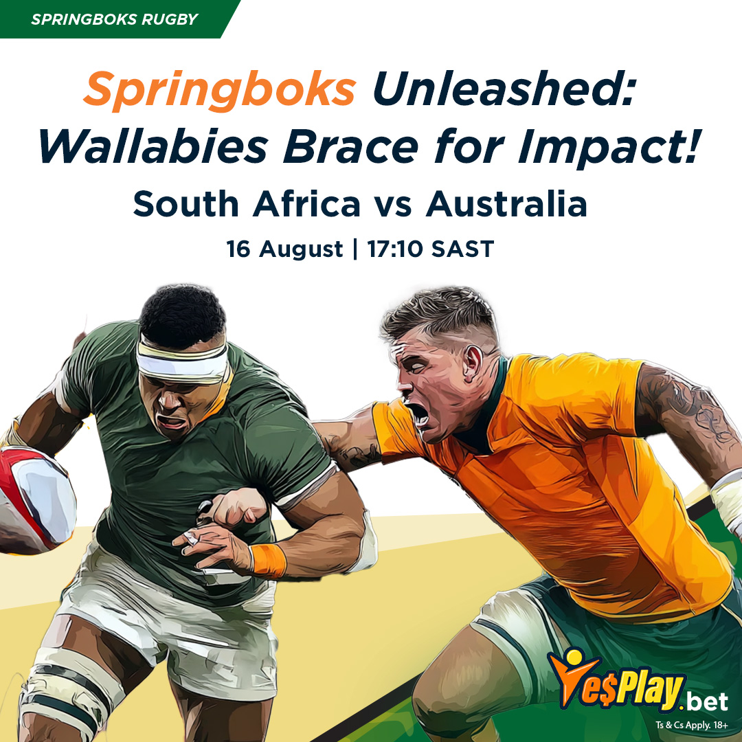 YesPlaySA's tweet photo. 🏉 Rugby Championship 2025
🇦🇺 Australia vs South Africa 🇿🇦
A great match awaits us today! ⚽🔥 What’s your prediction? 🤔
Bet Now - https://t.co/H9hBxMwRgW
#AUSSA #RugbyChampionship #Springboks