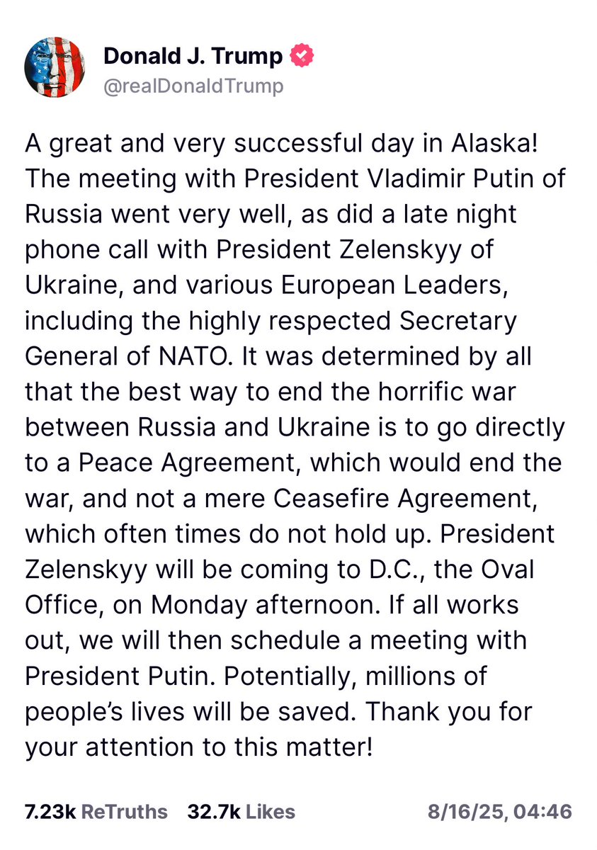 Trump before meeting with Putin: I’m going to be really mad if Putin doesn’t agree to a ceasefire!

Trump after meeting with Putin: Ceasefire? Ceasefires are stupid! We don’t need no stinking ceasefire!

huffpost.com/entry/trump-pu…