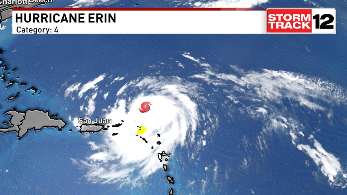 Here's the latest stats on Erin that we are tracking in the tropics. Stay updated by clicking on wcti12.com/weather/maps and looking in the HURRICANE SEASON 2025 section. #ecarwx
