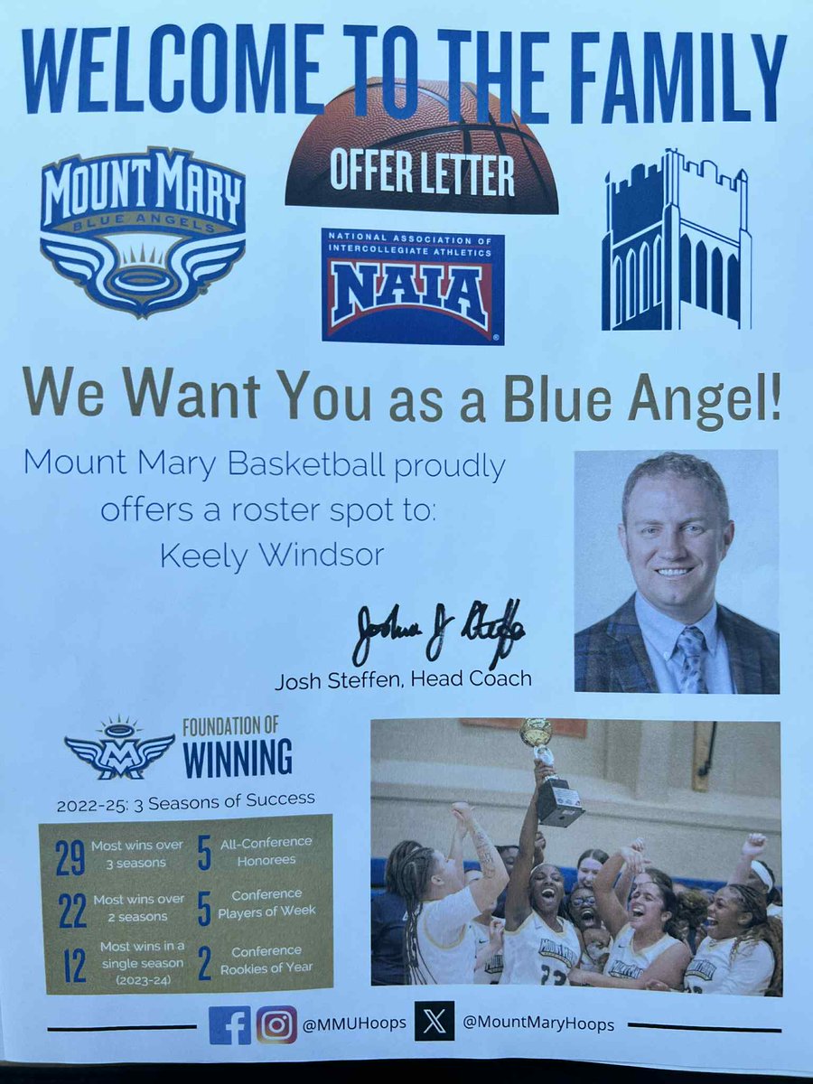 Keely Windsor (@keelyw10) on Twitter photo Had a great visit yesterday @ Mount Mary University & I was lucky enough to come home with an offer to play at the next level with <a href="/MountMaryHoops/">Mount Mary Basketball</a> ! Thank you Coach Steffen for believing in me!
#sihawksbluestar #civicmemorialeaglesbasketball #CollegeBasketball Had a great visit yesterday @ Mount Mary University & I was lucky enough to come home with an offer to play at the next level with <a href="/MountMaryHoops/">Mount Mary Basketball</a> ! Thank you Coach Steffen for believing in me!
#sihawksbluestar #civicmemorialeaglesbasketball #CollegeBasketball