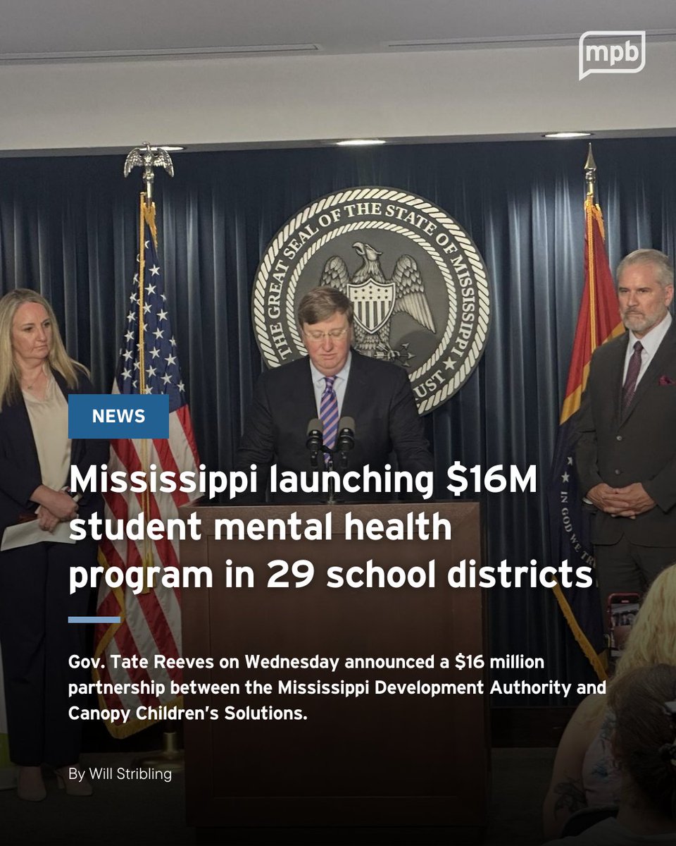 Gov. Tate Reeves on Wednesday announced a $16 million partnership between the Mississippi Development Authority and Canopy Children’s Solutions to expand a digital mental health program for middle and high school students in some of the state’s most underserved communities.

Read