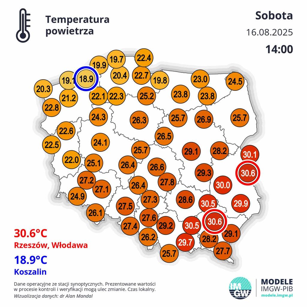 Dziś upał przeniósł się na południowy wschód.