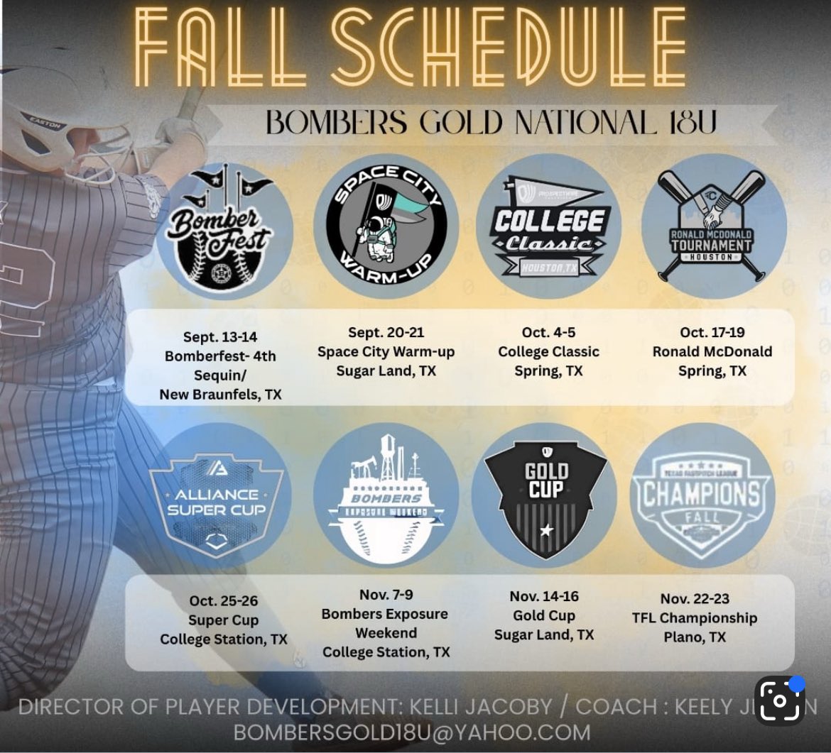 keira_thacker08's tweet photo. Fall schedule!! So excited to play with my team again!! 🤍 @SanJacSoftball @BGN_18U https://t.co/FU6iYFLgUk