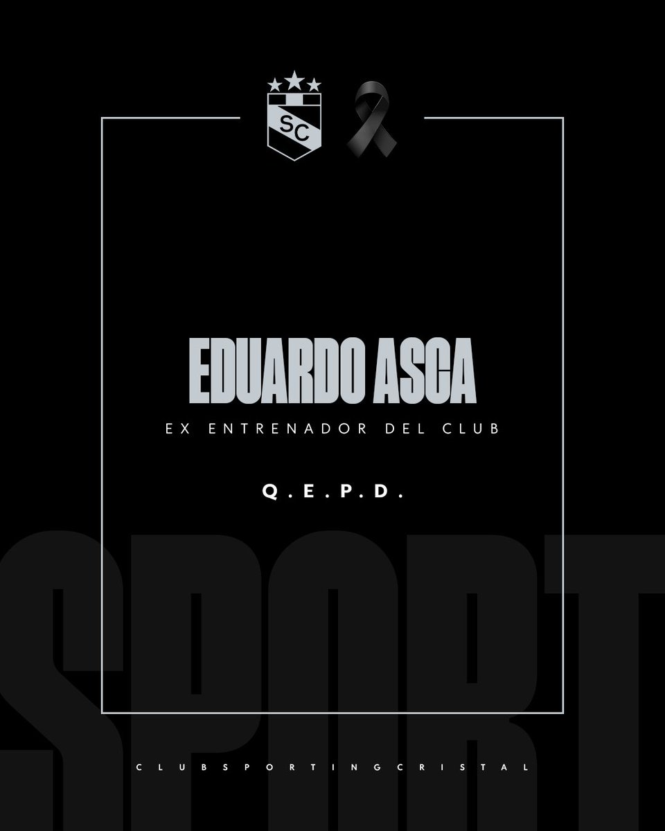 ClubSCristal's tweet image. Lamentamos la partida de Eduardo Asca, quien fuera jugador y entrenador de nuestro club.

Nuestras condolencias a sus familiares. 🙏