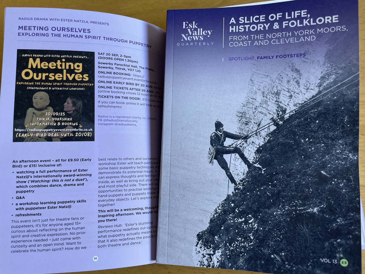 Many thanks to <a href="/EskValleyNews/">Esk Valley News</a> for featuring some pages dedicated to #puppetry &amp; #puppets plus an advert for our #event with #puppeteer &amp; #dancer <a href="/EsterNatzijl/">Ester Natzijl Projects</a> in #Thirsk #northyorkshire in their beautiful magazine  eskvalleynews.co.uk 
<a href="/sf_lang/">Sean Lang 🇺🇦 🇬🇧 🇨🇦</a> <a href="/JulianCaddy/">Julian Caddy</a>