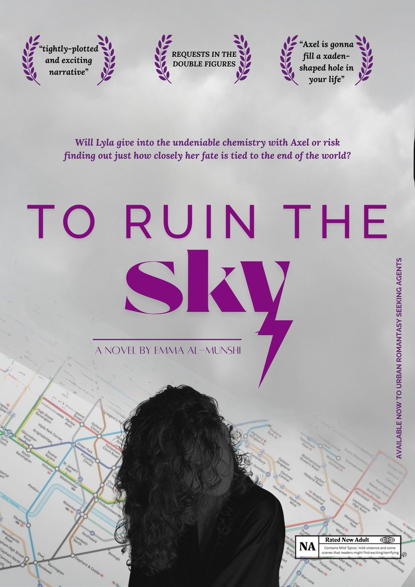 It's your fave Urban Fantasy, To Ruin the Sky ⚡️

Challenges Lyla will face:

🌒New scar &amp; visions, thanks to the eclipse
😈Maniacal boss triggering a ritual
🪞A familiar face
🥷Kidnappers
🖤Undeniable chemistry with her enemy, Axel
⚡️The apocalypse?
#PosterPit #NA #RF #F #UF #Q