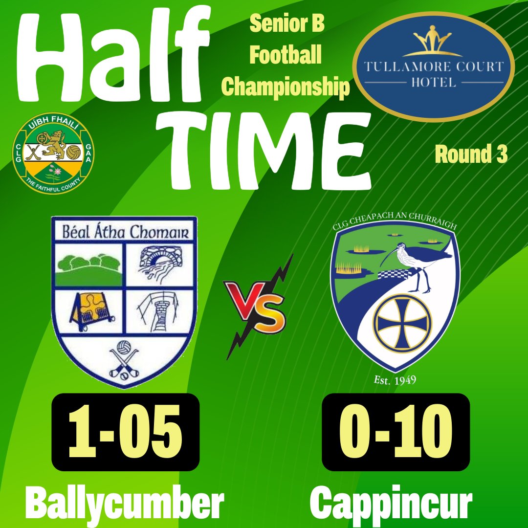 Half Time in Ballycumber 

<a href="/Ballycumber_GAA/">Ballycumber GAA Club</a> v <a href="/CappincurGAA/">CappincurGAA</a>