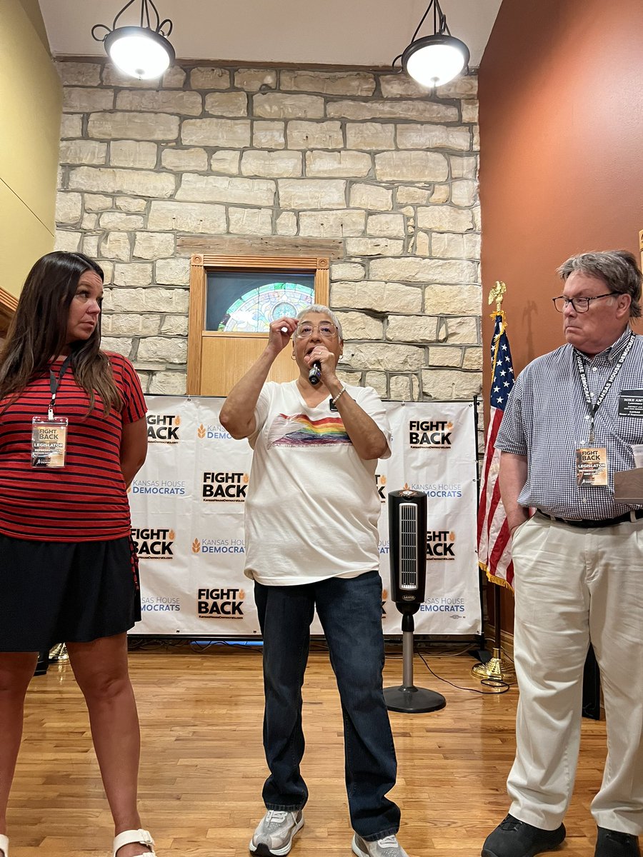 KSHouseDems's tweet image. 🔥🦬 Fight Back Tour stop #9 PACKED the over 100 year old beautifully restored Trinity Lutheran Church in Hays that is now home to Glassman Bird Law.🌾  Kansans heard from former State Treasurer Dennis McKinney, former Rep. Eber Phelps (Hays) and an all-star panel #ksleg #hays