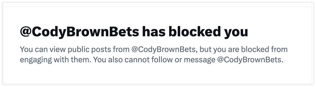 CapperLedger's tweet image. I have been blocked by Cody for simply tracking his bets.