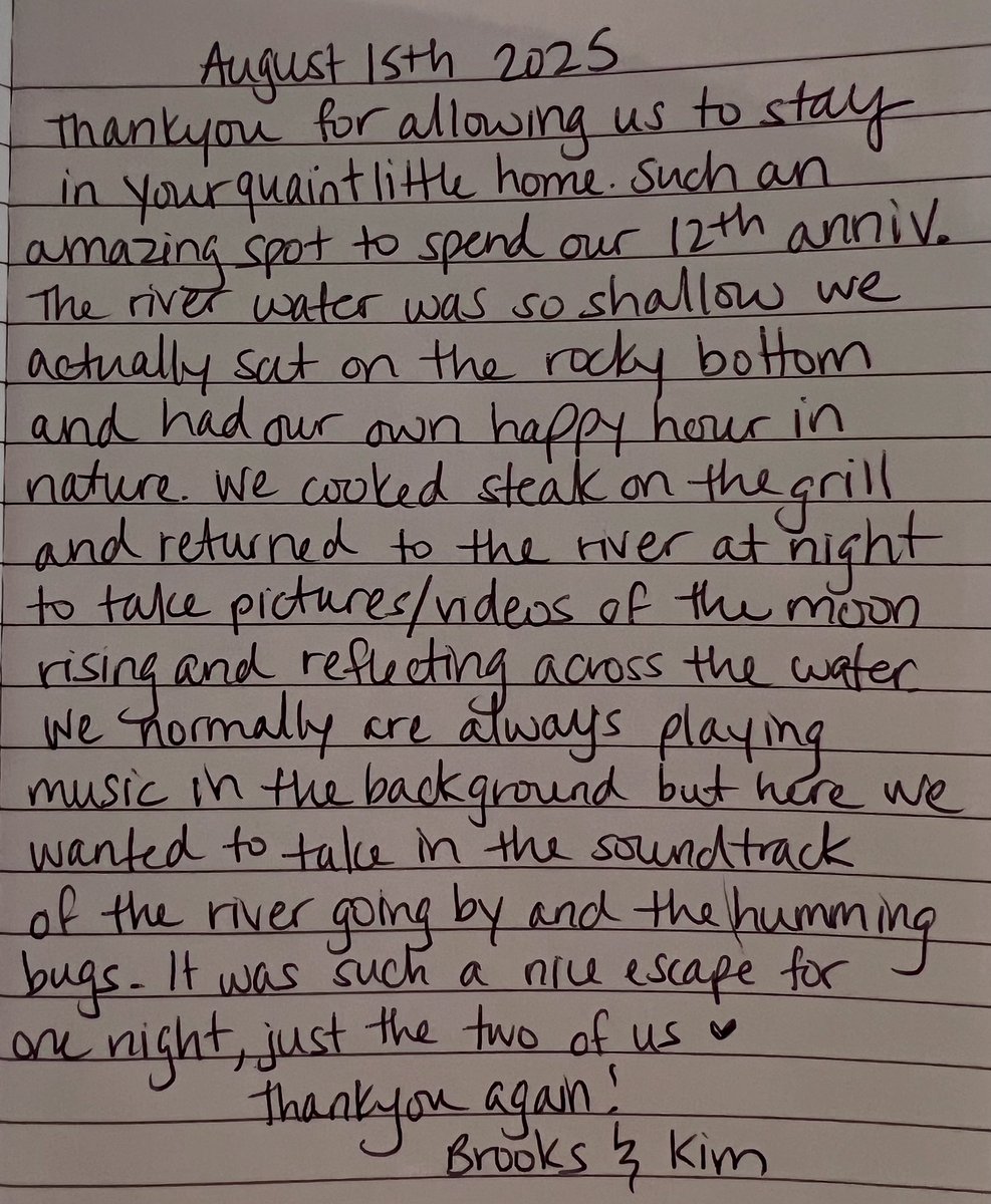 #aniversary stay at the #tinyhouse #stoneriverhouse #shepherdstown 
We actually sat on the rocky bottom (of the river) &amp; had our own happy hour in nature.  pictures of the moon rising across the water.   take in the soundtrack of the river. such a nice escape. <a href="/Airbnb/">Airbnb</a>