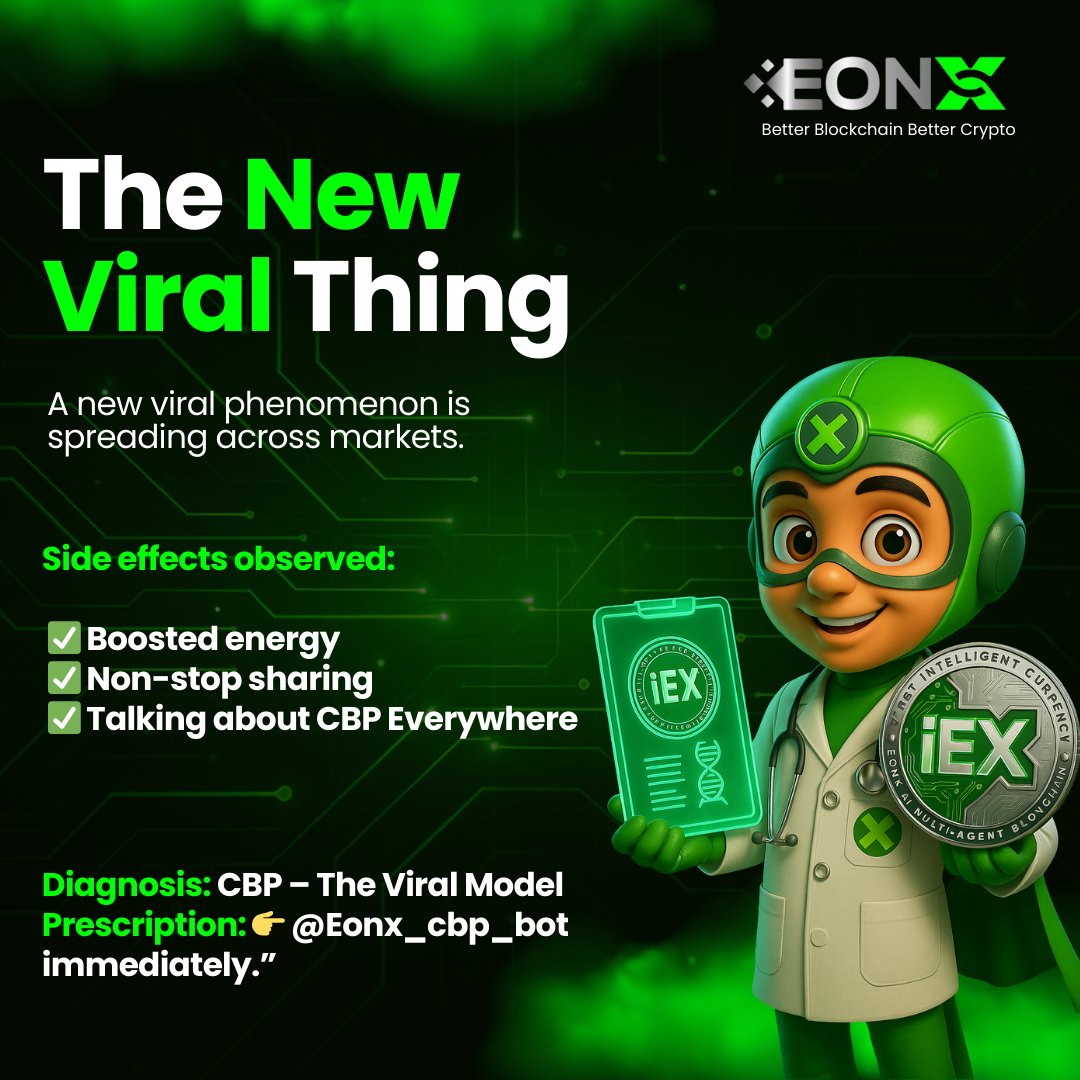 eonx_ai's tweet photo. A new viral wave is spreading fast — it’s called CBP – The Viral Model 🚀
The future of crypto is viral. And it starts with YOU.
One share. One click. One believer. 🌍💎
#EonX #CBP #CryptoLaunch #Blockchain #PassiveIncome #NFT #ViralCrypto #EONXToken https://t.co/ZyzjZAC8PF
