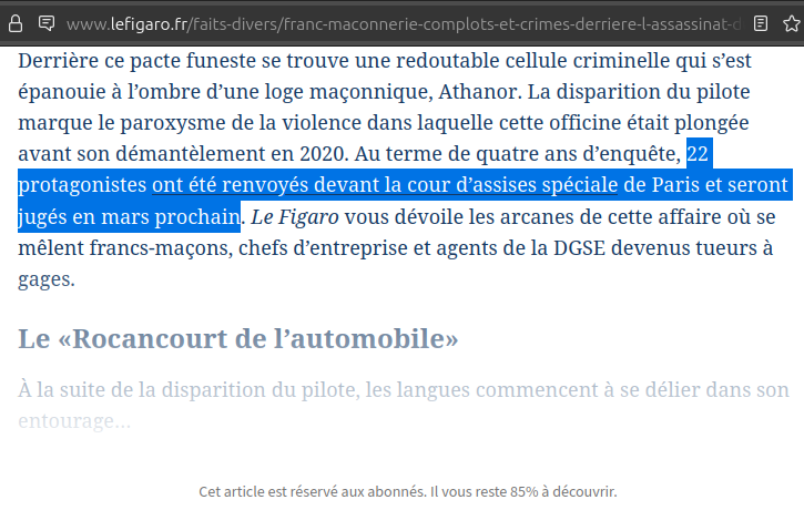 Casimir_Noir's tweet image. Info-Loges📐:
Le figaro révèle que les 22 protagonistes de la secte maçonnique criminelle #Athanor, renvoyés devant la cour d’assises spéciale de Paris, seront jugés en mars 2026.