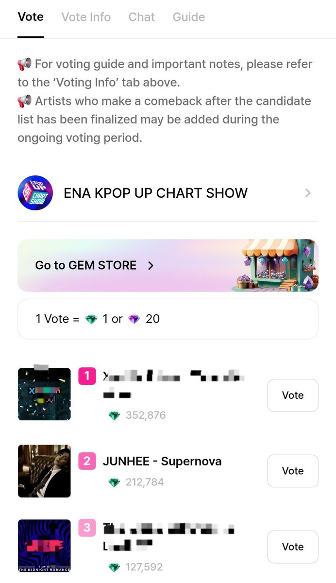 PJH_Updates's tweet photo. C.Cs~~ JUNHEE is currently #2 on ENA's BEST MUSIC & FANS CHOICE!

We have a bit 18 hours left and it's very easy to collect gems for the votes.

Don't be discouraged by the gap, we still have high chances to win!! ❤️‍🔥
Let's work hard for Junhee 🥺🍀

🔗https://t.co/vCDecS0Hoc

#JUNHEE #준희 #박준희 #ジュンヒ #ParkJunhee #ACE #에이스 #Junhee_Supernova