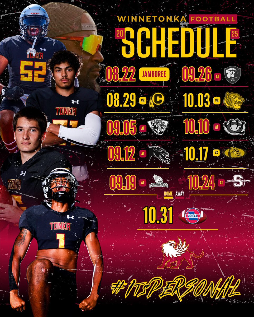 Tonka 2025 Football Schedule!
#itspersonal