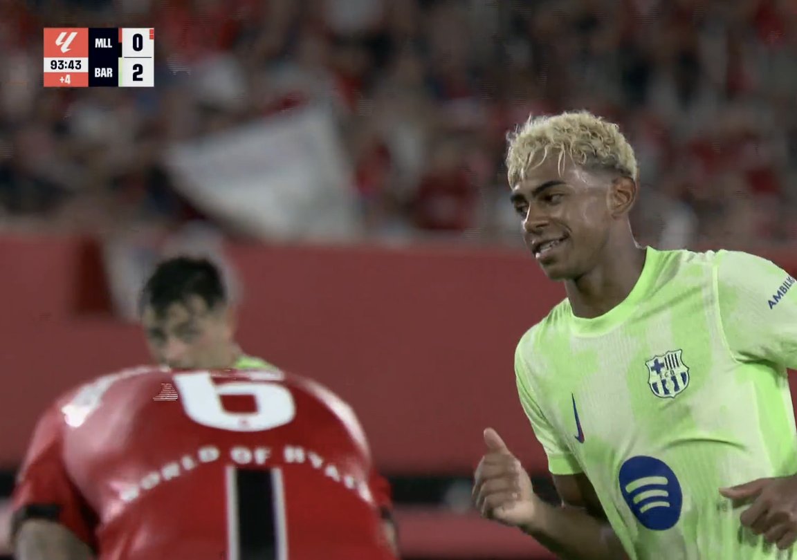 3-0 Barcelona.

WHAT A WORLD CLASS GOAL BY LAMINE YAMAL !!!!!!!!!!!!!!!!!!!!!!!!!!!!!!!! THAT IS INSANE !!!!!!!!!!!!!!!!!!!!!!!!!!!!!!!!!!!!!!!!!! 1 GOAL + 1 ASSIST BY THE BEST PLAYER IN THE WHOLE WIDE WORLD !!!!!!!!!!!!!!!!!!!!!!!!!!!!!!!!!!!!!
