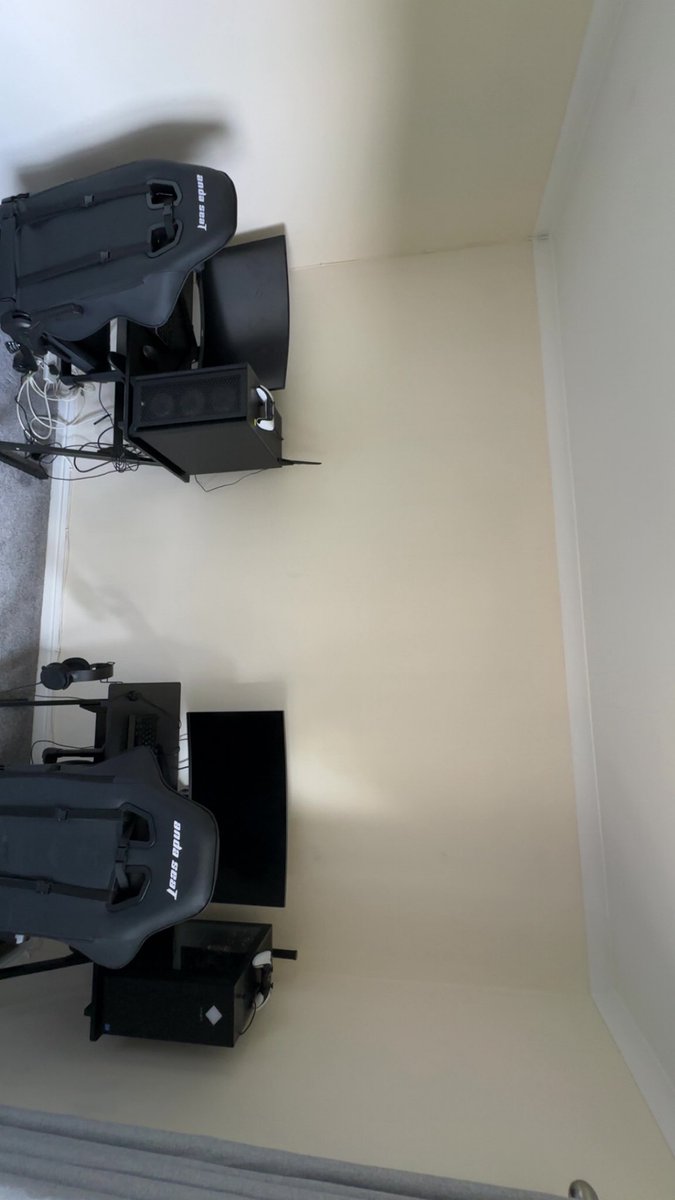 xitzReqz's tweet photo. The new setup, ignore the cables at the bottom, still need to attach the basket to chuck them all in. I am looking at streaming/making videos more now that we have these setups. https://t.co/zuMT1R5n5O
