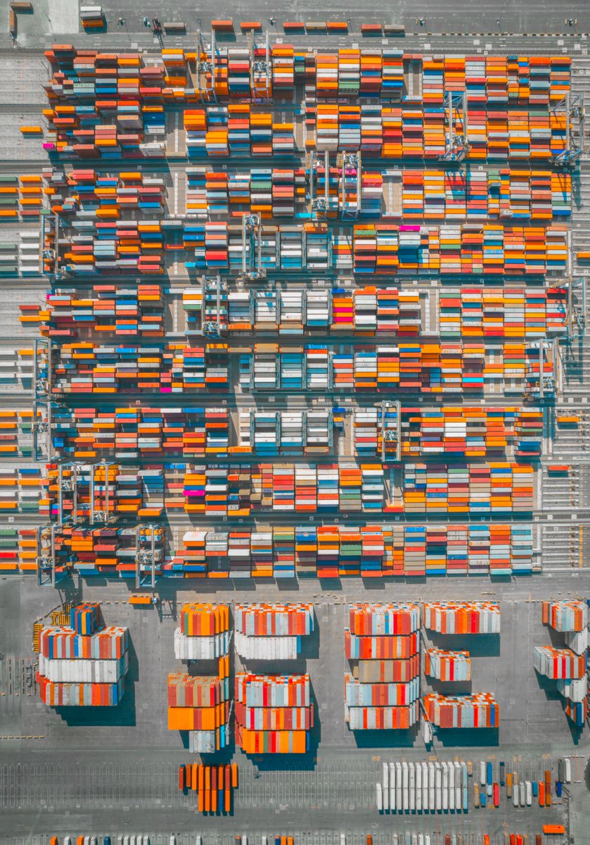 Just a few thousand containers waiting to be delivered.  #topdown #topdowndroneshots #topdownview #djiglobal #dronephotography #dronephoto #abstract #abstractart