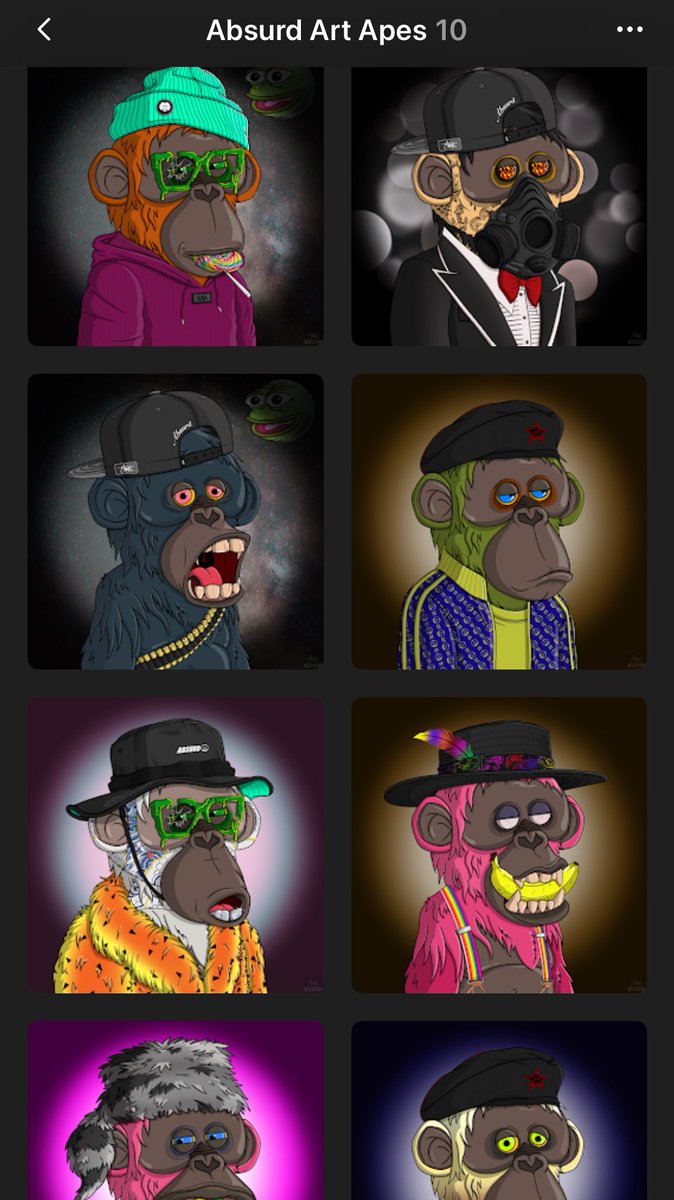 <a href="/AbsurdArtApes/">Absurd Apes (1%)</a> Just swept up 9 🔥🔥🔥