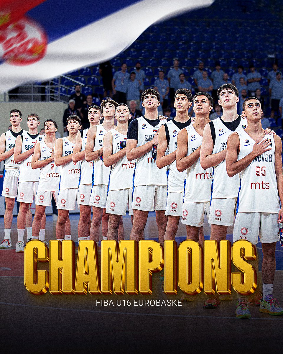 BasketNews_com's tweet photo. Serbia crowned as the U16 EuroBasket champions 🇷🇸🥇 https://t.co/tFAzvUiobJ