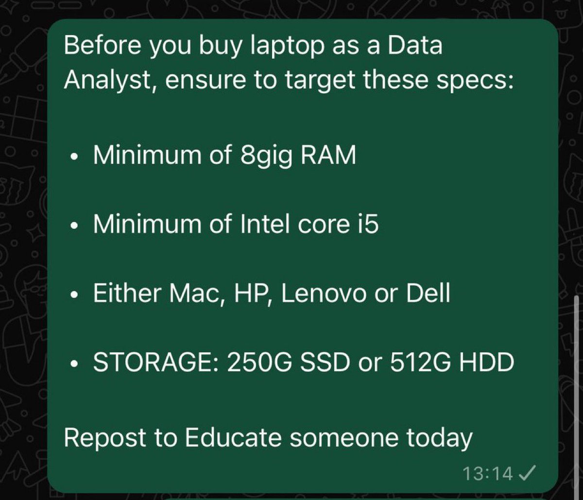Dear Techies before you buy a laptop, read this.

Repost to educate someone today.