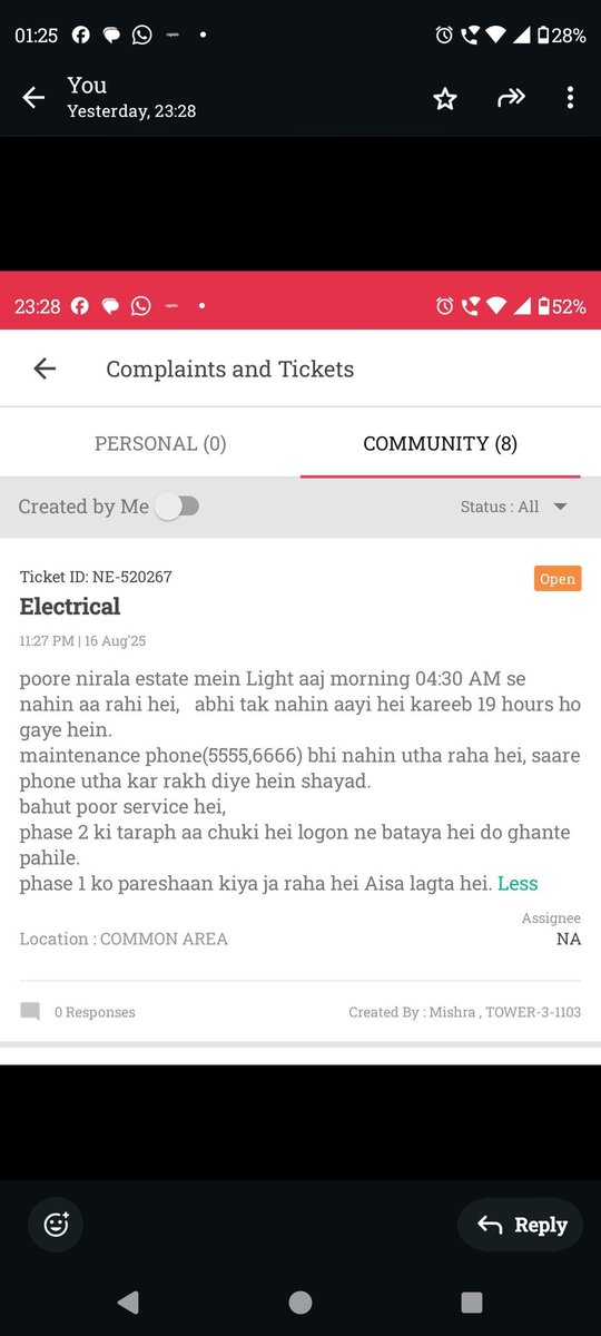 KIRTISHEKAR's tweet photo. @CMOfficeUP @ChiefSecyUP  @myogiadityanath @npclgrnoida
निरालाएस्टेट(टावर 1-18) ग्रेनोवेस्ट में कल 04:30AM से लाइट नहीं आ रही है। मेंटिनेंस कंपनी 21 घंटे में सही नहीं कर पाई और जवाब भी नहीं दे रही है। बिल्डर्स की मनमानी है और वह प्रशासन से नहीं डरते है। एक्शन लें
@GreaterNoidaW https://t.co/ngiocY2lHl
