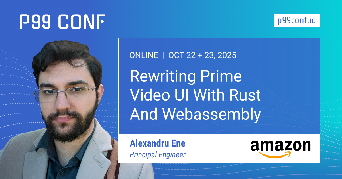 What benefits and challenges did Amazon encounter when rewriting the Prime Video UI for living room devices? At this year's #P99COF, Amazon's Alexandru Ene will show how the UI was rewritten with #Rustlang and #WASM. Join us here &gt; ow.ly/hrHR50WpXIq

#ScyllaDB