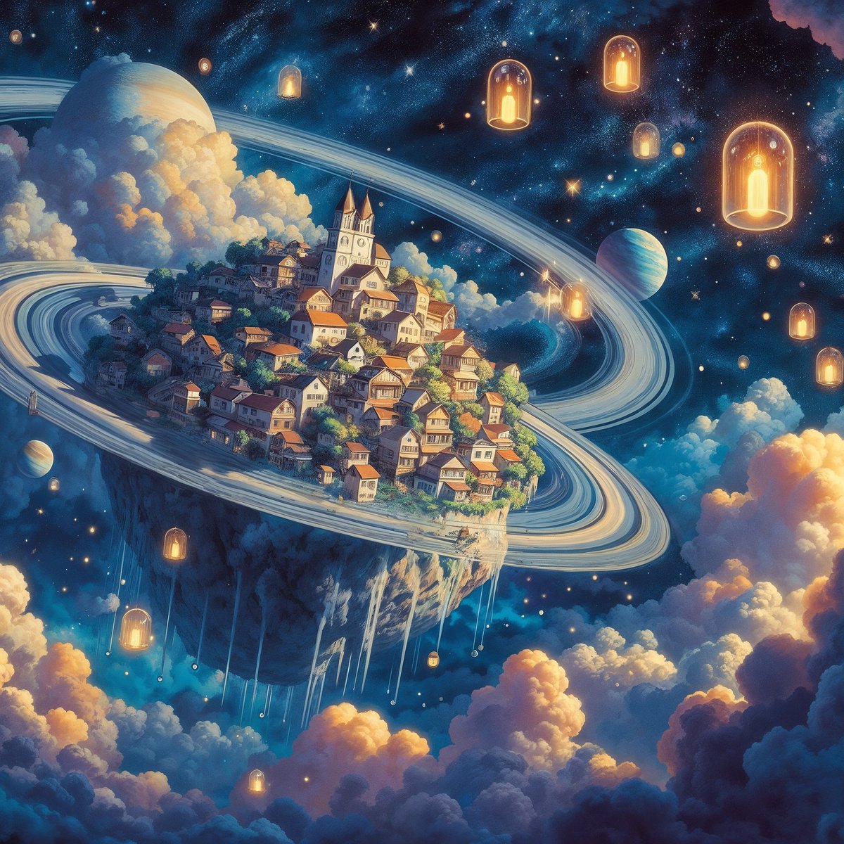 CosmicShroomNft's tweet photo. ✨ Orbit of Light ✨
A city suspended in the cradle of eternity, circling not planets, but the echoes of its own light.

🌌 1/1 Available on @objktcom
💎 Price: 3 Xtx
https://t.co/5gwqFl9yUF #NFTArt  #Objkt #DigitalArt #SurrealArt #LightOrbit #Dreamscape #FloatingCity #1of1 https://t.co/lr5NsCoU0D