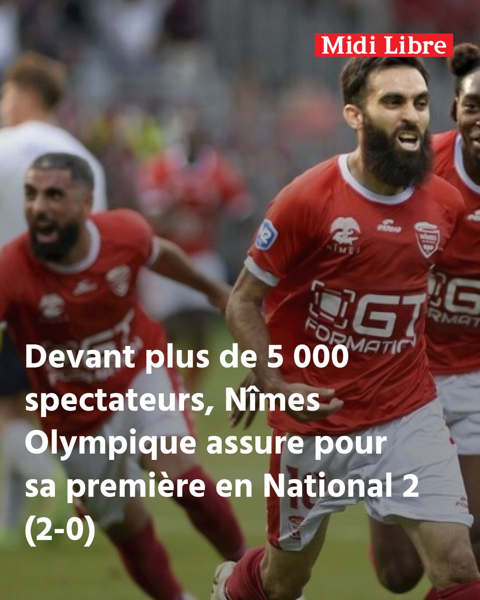 MidiLibreSports's tweet photo. Devant plus de 5 000 spectateurs, Nîmes Olympique assure pour sa première en National 2 (2-0)
➡️ https://t.co/kxIxRwxJOA https://t.co/1VEz5I2X4c