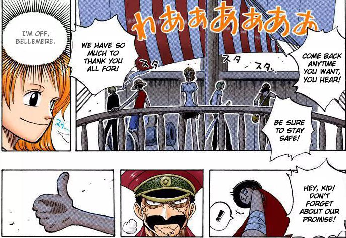 Coraz0nada's tweet photo. Interesting how Luffy’s promise isn't abt Nami's safety, but her smile
Genzo's entrusting Luffy with her happiness..her inner self!
That's a loaded request. And when Genzo reminds him, the panel from Oda says it all. The thumbs up was quiet and solemn, like a silent Oath

#LuNami https://t.co/5SqkCDqjZK