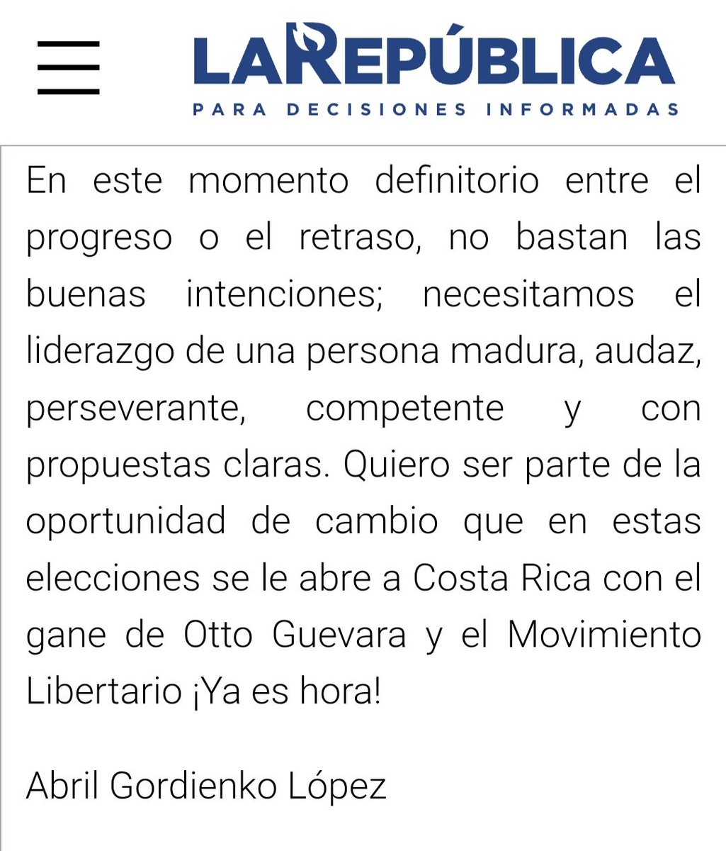 ✒️ ¿QUO VADIS, <a href="/pusc_cr/">Partido Unidad Social Cristiana</a>?

👇 La candidata a diputación <a href="/pusc_cr/">Partido Unidad Social Cristiana</a> en primer lugar por San José, <a href="/AbrilGordienko/">Abril Gordienko López❤️🇨🇷</a>, adula en público a <a href="/Laura_Ch/">Laura Chinchilla M.</a>, exmandataria conocida por viajar DOS VECES en una aeronave asociada al narcotráfico sudamericano durante su gobierno (uno de los viajes fue