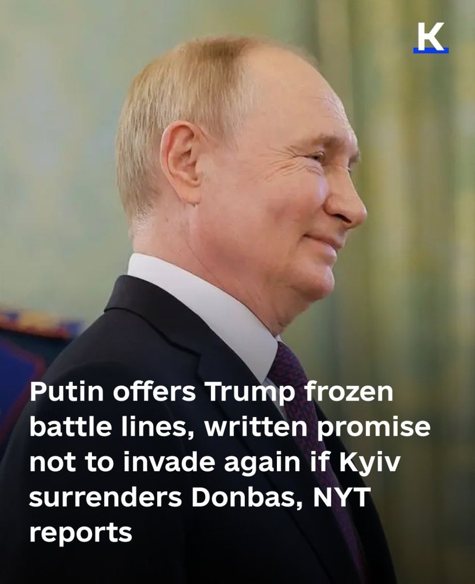 "We'll promise not to invade Ukraine if you give us the bits of Ukraine we're currently invading",
says former professional spy who has consistently lied about invading countries and repeatedly broken his own peace promises.