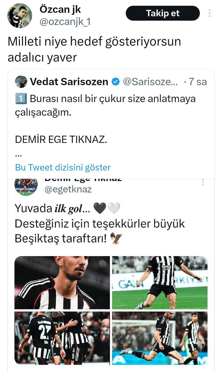 Herkes gencecik bir değeri hedef tahtasına koymuşken, kalkmış bana insanları hedef haline getiriyorsun diyor, iyi mi?
YAZIK! 
#SadeceBeşiktaş 🦅