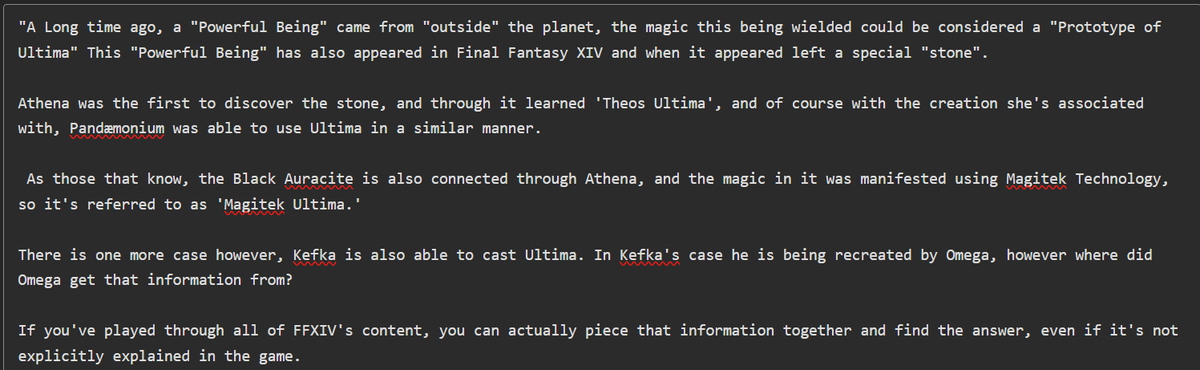 New Fun Fact~ from KR LL

YoshiP on Ultima (Warned people to cover their ears), and will be vague on somethings.

I couldn't cut down into a simplified term because of how detailed the info is, so here's an image instead of the explanation given.