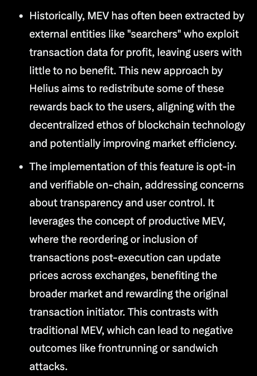 Explainer on Helius Sender's productive MEV and user rewards