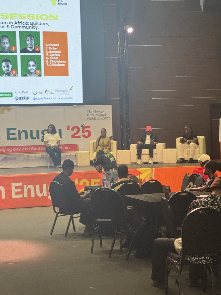 Eth_Enugu's tweet image. The panel session on the topic “Scaling Ethereum in Africa: Builders, Ecosystems and community” has been superb!!
It’s packed with leaders & builders @theucheedeoga @judicodes @chiidubem @samuelarogbonlo @SauceCodee & @daniel_chidie.
We’re livestreaming on X:…