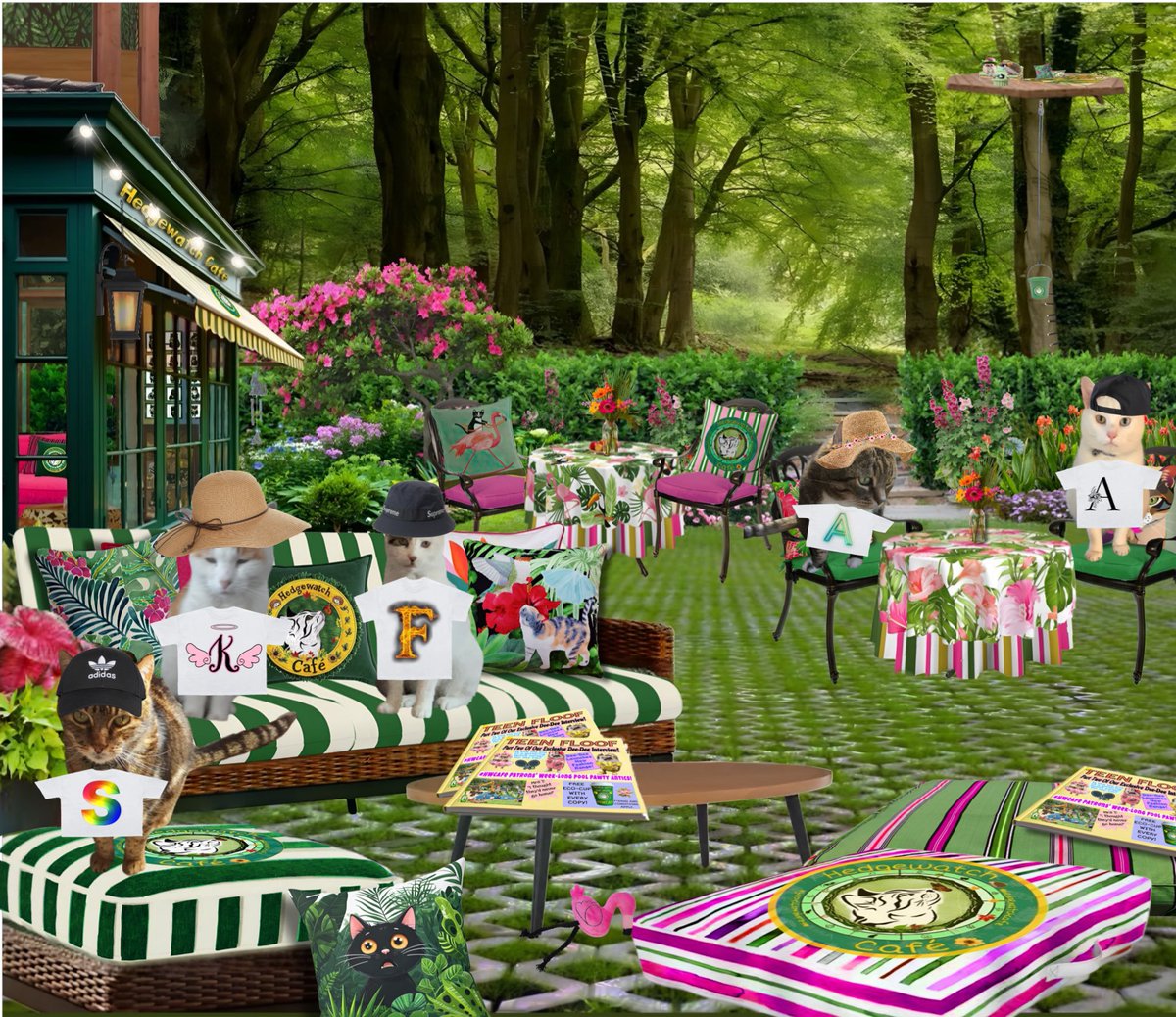 Somepaw forgot to go home. It's so cosy and nice he at #hwcafe