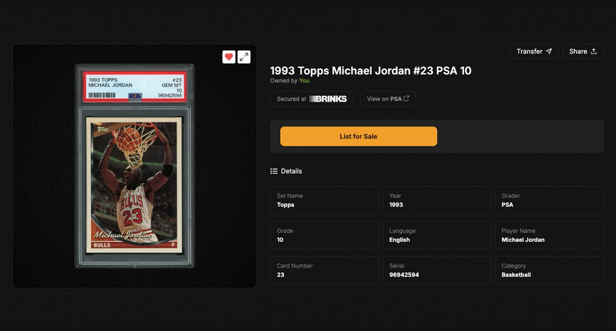 I was in the process of redeeming my first order with <a href="/beezie_io/">Beezie</a> and decided I needed to add another special slab in the box. 🐝

Purchased this 🐐 to grow my physical collection.