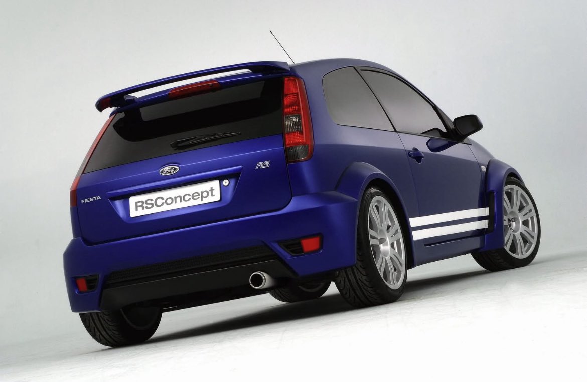 WRCPAST's tweet photo. They designed it. But the Fiesta RS never made it.

In 2003, Ford flirted with an RS version of the Mk6 Fiesta, inspired by Junior WRC cars. Two stunning concepts were built. One looked like a track weapon, the other like a showroom-ready street fighter.

“It looked stunning and was understandably well received… but there simply wasn’t enough room for Ford to build a Fiesta RS and make a profit.”

We’ll never know if it would've used a 2.0-litre turbo or a 2.3 Duratec. But one thing’s certain - it would’ve sold.

📸 Fast Ford 👏🏻👏🏻

@Ford @OfficialWRC