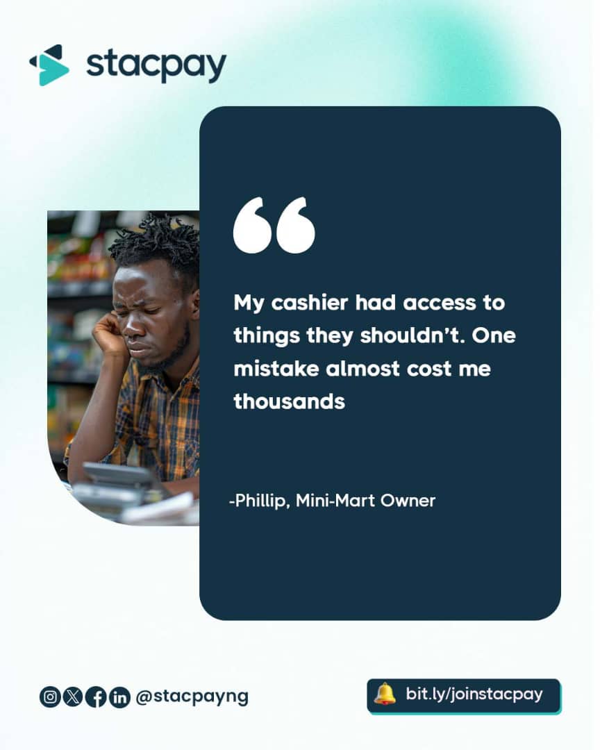 Every merchant knows the struggle:
⏳ Long queues
❌ Refunds from oversold stock
💸 Costly staff mistakes

With Stacpay, you get →
⚡ Faster checkout
📦 Real-time inventory
🔐 Smarter staff management