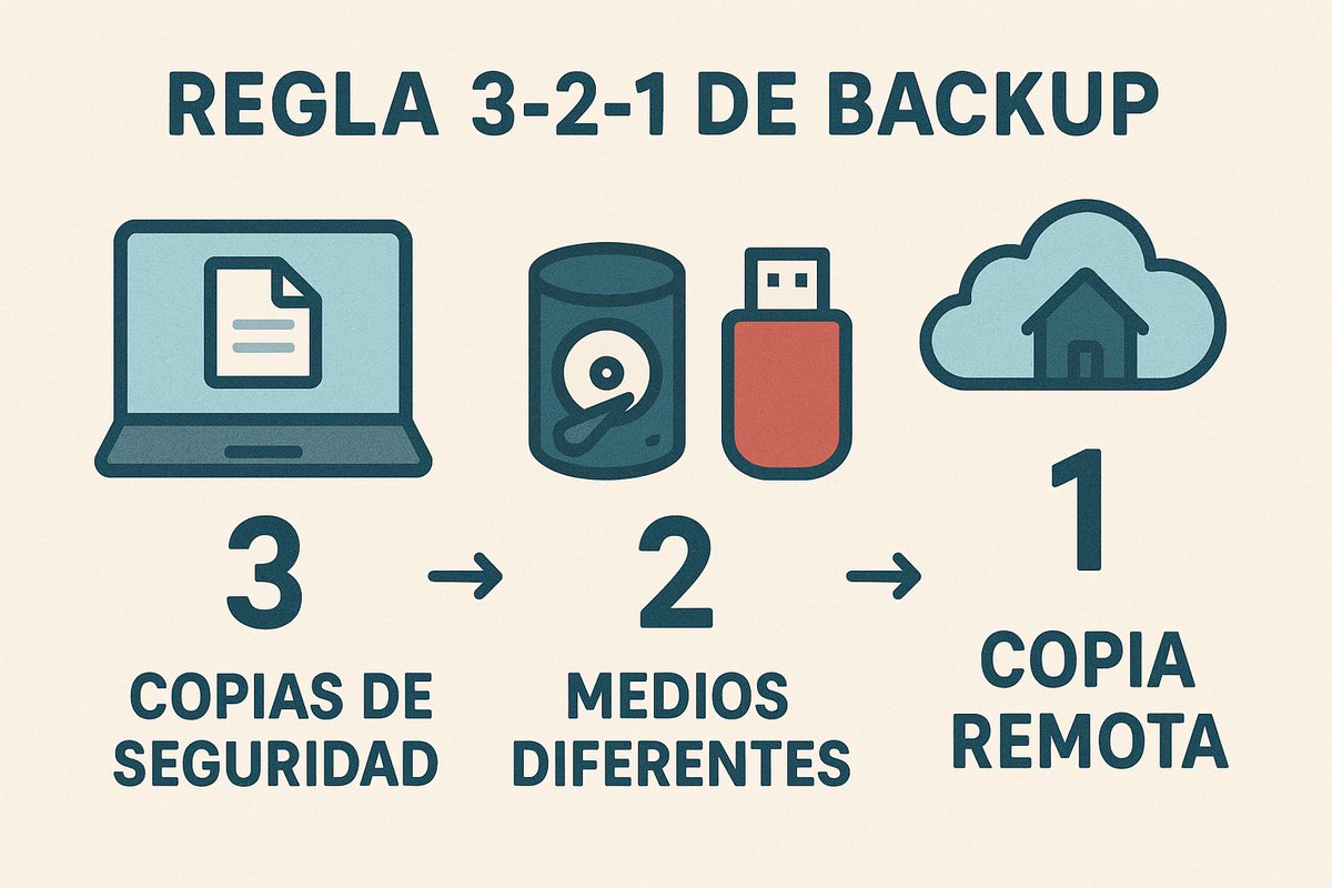 SoyITPro's tweet photo. Muchos #Sysadmins no conocen la regla 3-2-1

Esta regla es clave para proteger tus datos de forma confiable:

3 copias de tus datos (1 original + 2 respaldos)
2 medios diferentes (por ejemplo, disco duro y nube)
1 copia fuera del sitio (remota o en la nube)

¿Aplicas esta regla para proteger tu infraestructura?
