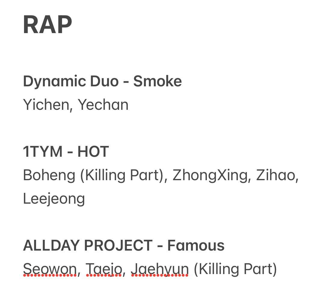 hyeoncentric's tweet photo. 2nd mission teams and songs https://t.co/sWMDaN9te2